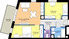 3 pokoje, mieszkanie 51,86 m², piętro 2, oferta nr K1.11, Korkowa 146, Warszawa, Wawer, ul. Korkowa 146
