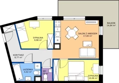 3 pokoje, mieszkanie 51,56 m², piętro 1, oferta nr K1.08, Korkowa 146, Warszawa, Wawer, ul. Korkowa 146