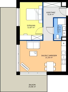 2 pokoje, apartament inwestycyjny 46,15 m², piętro 1, oferta nr 1.L17, Goose Bay, Gąski, ul. Nadbrzeżna 76