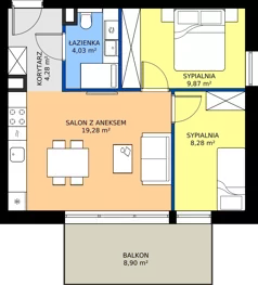 3 pokoje, apartament inwestycyjny 45,74 m², piętro 2, oferta nr 2.L16, Goose Bay, Gąski, ul. Nadbrzeżna 76