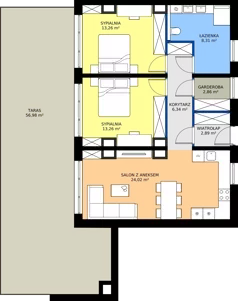 3 pokoje, apartament inwestycyjny 70,94 m², piętro 3, oferta nr 3.L1, Goose Bay, Gąski, ul. Nadbrzeżna 76