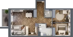 3 pokoje, mieszkanie 69,97 m², piętro 1, oferta nr 2_5, Zielony Horyzont Apartamenty, Łódź, Widzew, Stoki, ul. Jędrowizna