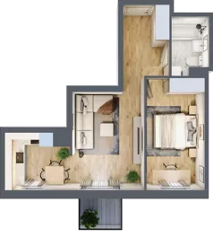 2 pokoje, mieszkanie 42,89 m², piętro 3, oferta nr B2.A312, Osiedle ArtPark, Łódź, Polesie, ul. Wołowa 4a