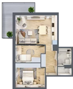 3 pokoje, mieszkanie 55,08 m², piętro 5, oferta nr B2.A504, Osiedle ArtPark, Łódź, Polesie, ul. Wołowa 4a