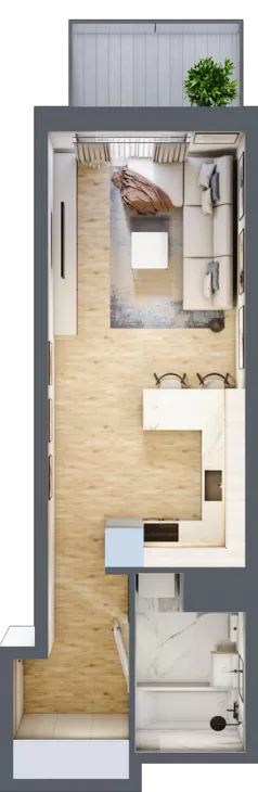 1 pokój, mieszkanie 30,21 m², piętro 2, oferta nr B2.A210, Osiedle ArtPark, Łódź, Polesie, ul. Wołowa 4a