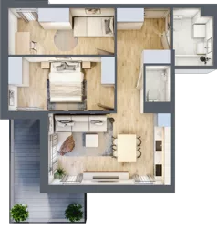 3 pokoje, mieszkanie 55,04 m², piętro 2, oferta nr B2.A203, Osiedle ArtPark, Łódź, Polesie, ul. Wołowa 4a