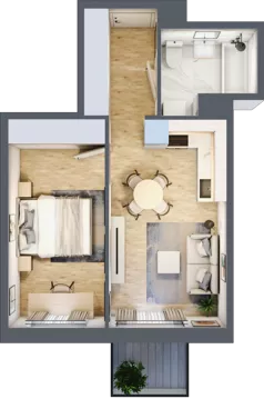 2 pokoje, mieszkanie 37,65 m², piętro 3, oferta nr B2.A302, Osiedle ArtPark, Łódź, Polesie, ul. Wołowa 4a
