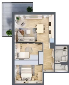 3 pokoje, mieszkanie 55,08 m², piętro 3, oferta nr B2.A304, Osiedle ArtPark, Łódź, Polesie, ul. Wołowa 4a