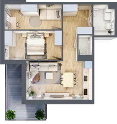 3 pokoje, mieszkanie 55,04 m², piętro 3, oferta nr B2.A303, Osiedle ArtPark, Łódź, Polesie, ul. Wołowa 4a