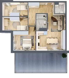 4 pokoje, mieszkanie 74,05 m², piętro 1, oferta nr B2.A102, Osiedle ArtPark, Łódź, Polesie, ul. Wołowa 4a