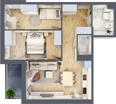 3 pokoje, mieszkanie 55,04 m², piętro 6, oferta nr B2.A603, Osiedle ArtPark, Łódź, Polesie, ul. Wołowa 4a