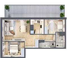 3 pokoje, mieszkanie 58,99 m², piętro 8, oferta nr B2.A804, Osiedle ArtPark, Łódź, Polesie, ul. Wołowa 4a