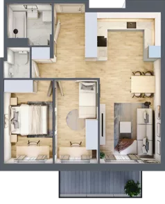 3 pokoje, mieszkanie 58,65 m², piętro 5, oferta nr B2.A511, Osiedle ArtPark, Łódź, Polesie, ul. Wołowa 4a
