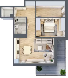 3 pokoje, mieszkanie 56,36 m², piętro 2, oferta nr B3.B207, Osiedle ArtPark, Łódź, Polesie, ul. Wołowa 4a