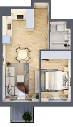 2 pokoje, mieszkanie 39,25 m², piętro 4, oferta nr B3.B408, Osiedle ArtPark, Łódź, Polesie, ul. Wołowa 4a