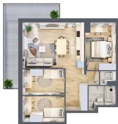4 pokoje, mieszkanie 67,70 m², piętro 5, oferta nr B3.A504, Osiedle ArtPark, Łódź, Polesie, ul. Wołowa 4a