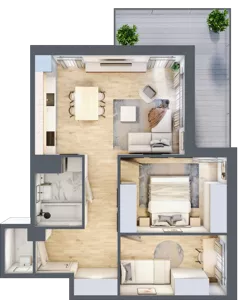 2 pokoje, mieszkanie 54,32 m², piętro 3, oferta nr B3.B306, Osiedle ArtPark, Łódź, Polesie, ul. Wołowa 4a