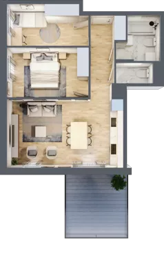 3 pokoje, mieszkanie 55,63 m², piętro 1, oferta nr B3.A103, Osiedle ArtPark, Łódź, Polesie, ul. Wołowa 4a