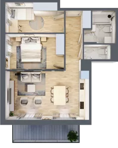 3 pokoje, mieszkanie 55,63 m², piętro 2, oferta nr B3.A203, Osiedle ArtPark, Łódź, Polesie, ul. Wołowa 4a