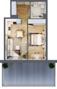 2 pokoje, mieszkanie 41,01 m², piętro 1, oferta nr B3.A101, Osiedle ArtPark, Łódź, Polesie, ul. Wołowa 4a