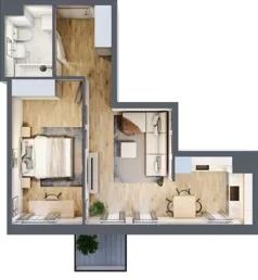 2 pokoje, mieszkanie 44,58 m², piętro 4, oferta nr B3.B401, Osiedle ArtPark, Łódź, Polesie, ul. Wołowa 4a