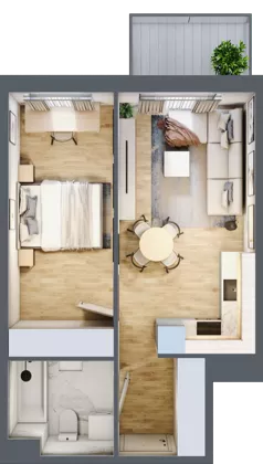 2 pokoje, mieszkanie 39,73 m², piętro 4, oferta nr B3.B405, Osiedle ArtPark, Łódź, Polesie, ul. Wołowa 4a