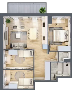 4 pokoje, mieszkanie 67,69 m², piętro 3, oferta nr B3.A304, Osiedle ArtPark, Łódź, Polesie, ul. Wołowa 4a