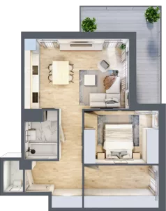 2 pokoje, mieszkanie 54,32 m², piętro 2, oferta nr B3.B206, Osiedle ArtPark, Łódź, Polesie, ul. Wołowa 4a
