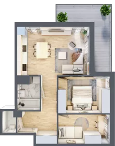 2 pokoje, mieszkanie 54,32 m², piętro 4, oferta nr B3.B406, Osiedle ArtPark, Łódź, Polesie, ul. Wołowa 4a