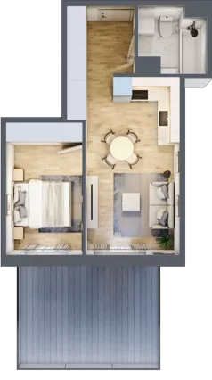 2 pokoje, mieszkanie 37,78 m², piętro 1, oferta nr B3.A102, Osiedle ArtPark, Łódź, Polesie, ul. Wołowa 4a