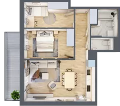 3 pokoje, mieszkanie 55,63 m², piętro 4, oferta nr B3.A403, Osiedle ArtPark, Łódź, Polesie, ul. Wołowa 4a