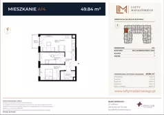 3 pokoje, mieszkanie 49,83 m², piętro 1, oferta nr A14, Lofty Madalińskiego, Kraków, Dębniki, Kobierzyn, ul. Kobierzyńska 216 A-D