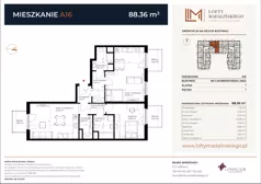 3 pokoje, mieszkanie 88,36 m², piętro 1, oferta nr A16, Lofty Madalińskiego, Kraków, Dębniki, Kobierzyn, ul. Kobierzyńska 216 A-D