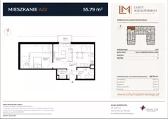 2 pokoje, mieszkanie 55,78 m², piętro 2, oferta nr A22, Lofty Madalińskiego, Kraków, Dębniki, Kobierzyn, ul. Kobierzyńska 216 A-D