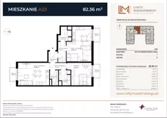 3 pokoje, mieszkanie 82,35 m², piętro 2, oferta nr A23, Lofty Madalińskiego, Kraków, Dębniki, Kobierzyn, ul. Kobierzyńska 216 A-D