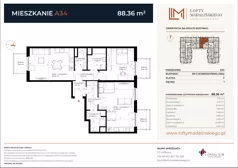 3 pokoje, mieszkanie 88,36 m², piętro 1, oferta nr A34, Lofty Madalińskiego, Kraków, Dębniki, Kobierzyn, ul. Kobierzyńska 216 A-D