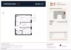 3 pokoje, mieszkanie 49,83 m², piętro 1, oferta nr A36, Lofty Madalińskiego, Kraków, Dębniki, Kobierzyn, ul. Kobierzyńska 216 A-D