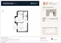 2 pokoje, mieszkanie 48,12 m², piętro 1, oferta nr A41, Lofty Madalińskiego, Kraków, Dębniki, Kobierzyn, ul. Kobierzyńska 216 A-D