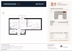 2 pokoje, mieszkanie 55,78 m², piętro 2, oferta nr A44, Lofty Madalińskiego, Kraków, Dębniki, Kobierzyn, ul. Kobierzyńska 216 A-D