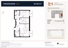 3 pokoje, mieszkanie 61,47 m², piętro 2, oferta nr A46, Lofty Madalińskiego, Kraków, Dębniki, Kobierzyn, ul. Kobierzyńska 216 A-D