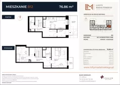 3 pokoje, mieszkanie 76,86 m², parter, oferta nr B12, Lofty Madalińskiego, Kraków, Dębniki, Kobierzyn, ul. Kobierzyńska 216 A-D