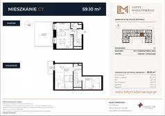 2 pokoje, mieszkanie 59,10 m², parter, oferta nr C7, Lofty Madalińskiego, Kraków, Dębniki, Kobierzyn, ul. Kobierzyńska 216 A-D