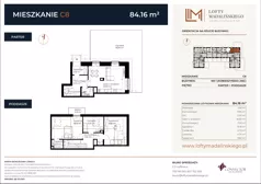 3 pokoje, mieszkanie 84,18 m², parter, oferta nr C8, Lofty Madalińskiego, Kraków, Dębniki, Kobierzyn, ul. Kobierzyńska 216 A-D
