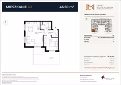 2 pokoje, mieszkanie 45,52 m², piętro 2, oferta nr A21, Lofty Madalińskiego, Kraków, Dębniki, Kobierzyn, ul. Kobierzyńska 216 A-D