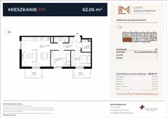 3 pokoje, mieszkanie 62,05 m², piętro 1, oferta nr D11, Lofty Madalińskiego, Kraków, Dębniki, Kobierzyn, ul. Kobierzyńska 216 A-D