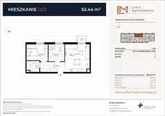 3 pokoje, mieszkanie 52,44 m², piętro 2, oferta nr D23, Lofty Madalińskiego, Kraków, Dębniki, Kobierzyn, ul. Kobierzyńska 216 A-D