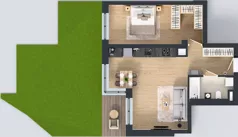 2 pokoje, mieszkanie 51,33 m², parter, oferta nr A02, Novy Mateczny, Kraków, Podgórze, ul. Łagiewnicka 33a