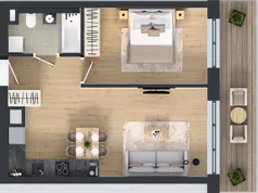 2 pokoje, mieszkanie 43,44 m², piętro 1, oferta nr A06, Novy Mateczny, Kraków, Podgórze, ul. Łagiewnicka 33a