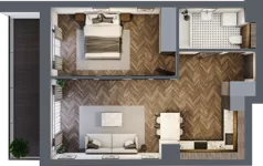 2 pokoje, mieszkanie 48,56 m², piętro 1, oferta nr A13, Novy Mateczny, Kraków, Podgórze, ul. Łagiewnicka 33a
