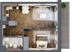 2 pokoje, mieszkanie 43,41 m², piętro 1, oferta nr A05, Novy Mateczny, Kraków, Podgórze, ul. Łagiewnicka 33a